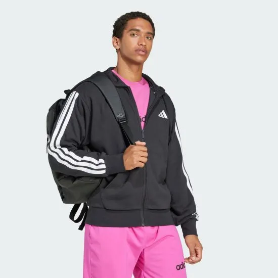 Poleron con Capucha Essentials 3 Tiras French Terry Negro Adidas - Imagen 3
