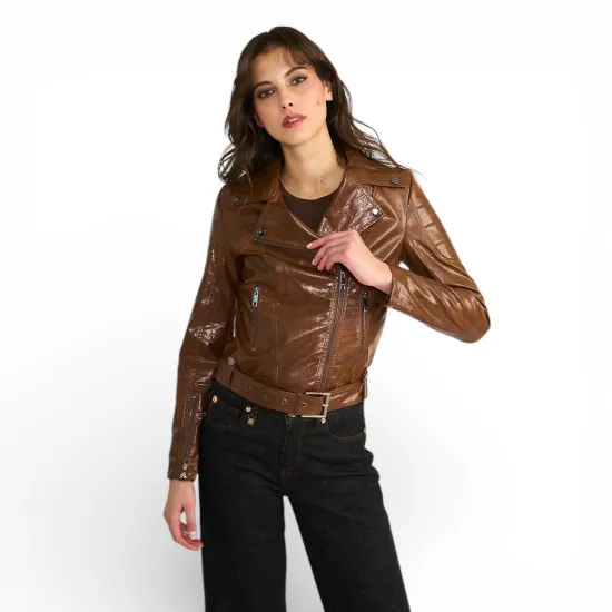 Chaqueta Biker Mujer New Biker Canela Ellus - Imagen 3