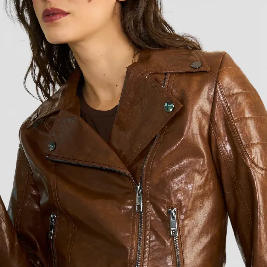 Chaqueta Biker Mujer New Biker Canela Ellus - Imagen 4