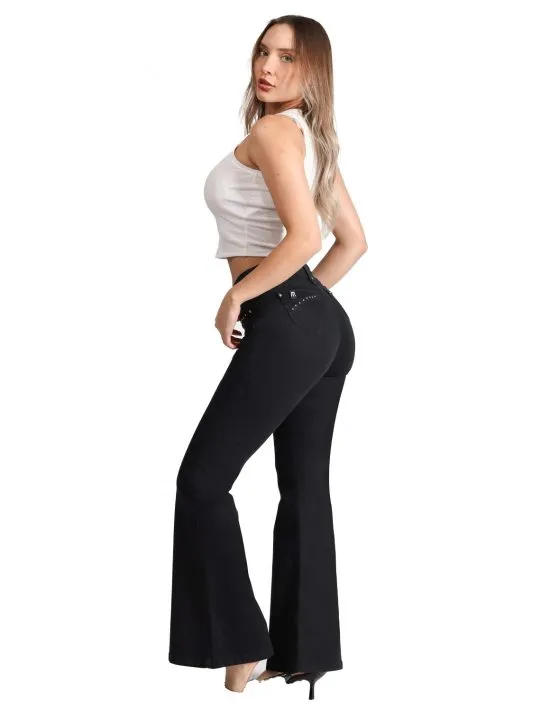 Jeans Mujer Flare 4066 Negro Mohicano - Imagen 2