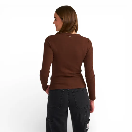 Polera Mujer Manga Larga Cuello Medio Café Il Gioco - Imagen 2