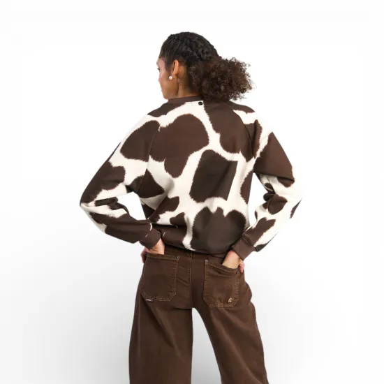 Polerón Mujer Crew Neck Raglan Cow Print Café Il Gioco - Imagen 2
