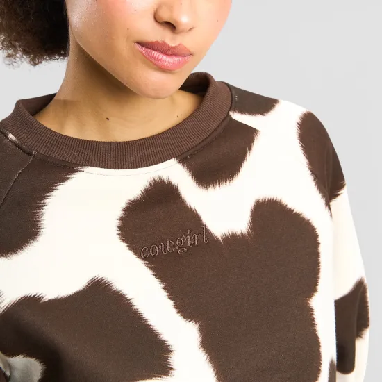 Polerón Mujer Crew Neck Raglan Cow Print Café Il Gioco - Imagen 3