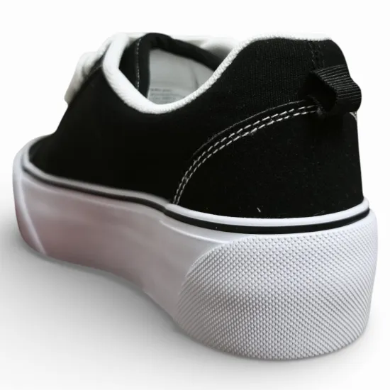 Zapatilla Mujer Negra Plataforma Lona Blanco Everix - Imagen 3