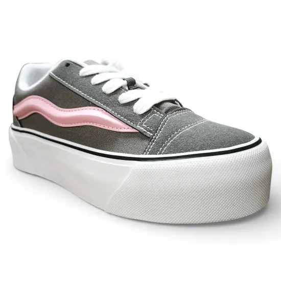 Zapatilla Mujer Gris Plataforma Lona Everix - Imagen 2
