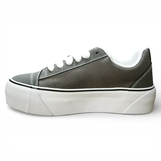 Zapatilla Mujer Gris Plataforma Lona Everix - Imagen 3
