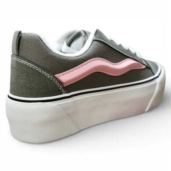 Zapatilla Mujer Gris Plataforma Lona Everix - Imagen 6