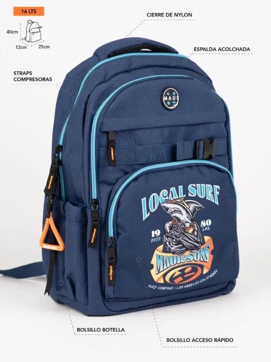 Mochila Front Print Navy 5AM153-KC Maui - Imagen 5