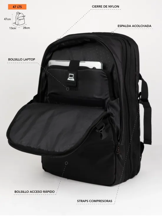 Mochila Liso Black 5AM166-MT Maui - Imagen 6