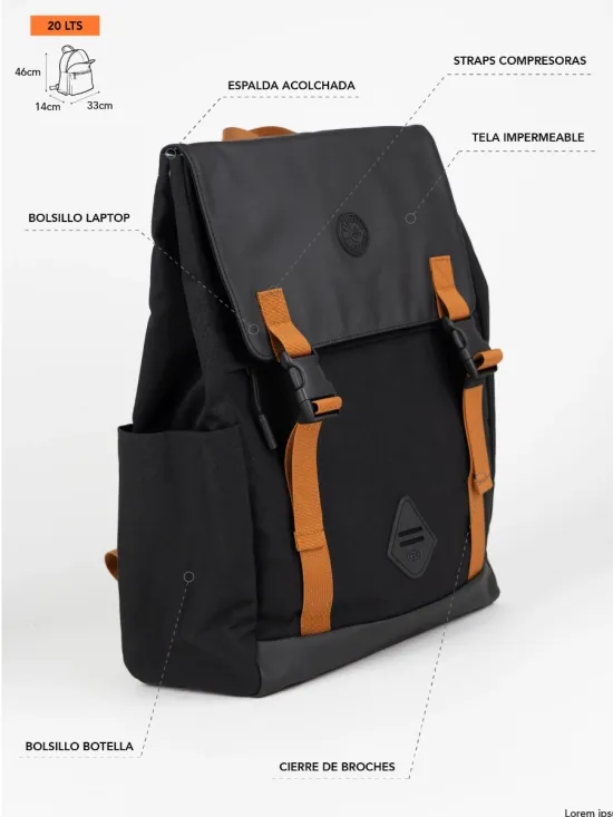 Mochila Soft 20 Litros Negra Maui - Imagen 9