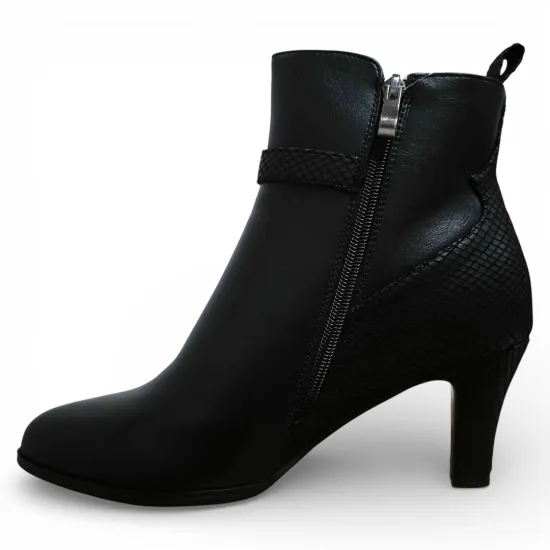 Botín Mujer Negro Taco Medio Detalle Serpiente Bonny Franco - Imagen 3