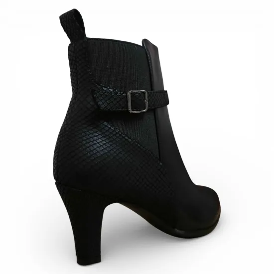 Botín Mujer Negro Taco Medio Detalle Serpiente Bonny Franco - Imagen 5