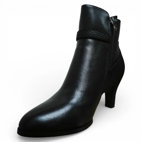 Botín Mujer Negro Taco Medio Detalle Serpiente Bonny Franco - Imagen 6