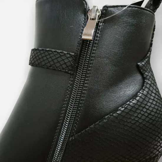 Botín Mujer Negro Taco Medio Detalle Serpiente Bonny Franco - Imagen 8