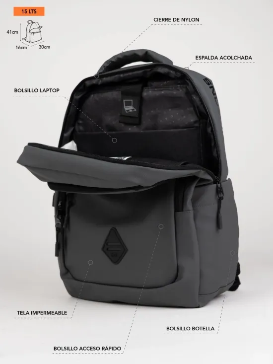 Mochila Crossbay 15 Litros Gris Maui - Imagen 5