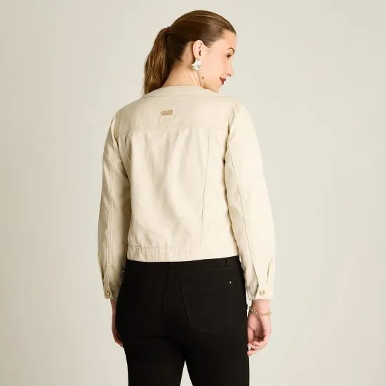 Casaca de Mezclilla Arena Con Dos Bolsillos Ldp - Imagen 2