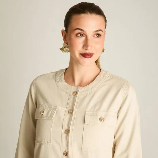 Casaca de Mezclilla Arena Con Dos Bolsillos Ldp - Imagen 3