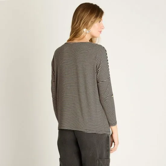 Polera Camel a Rayas Manga Larga Ldp - Imagen 2