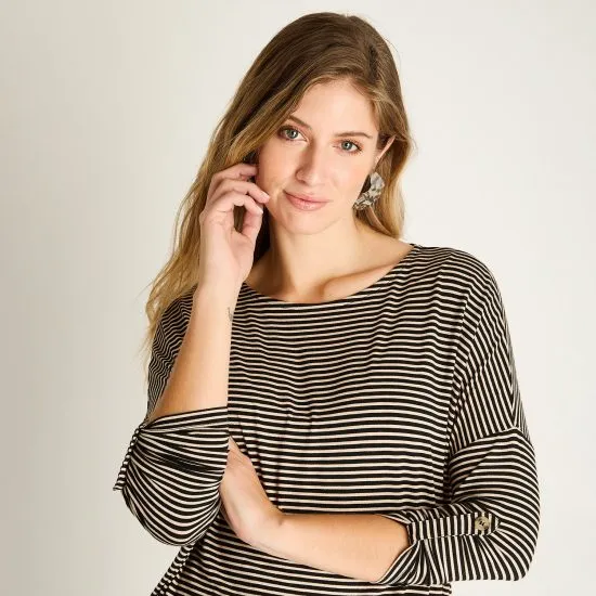 Polera Camel a Rayas Manga Larga Ldp - Imagen 3