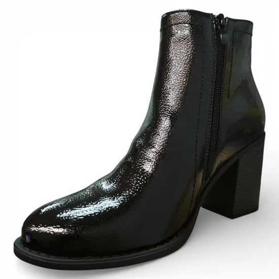 Botín Mujer Negro Charol Taco Medio 388-2302 Bonny Franco - Imagen 3