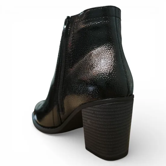 Botín Mujer Negro Charol Taco Medio 388-2302 Bonny Franco - Imagen 4