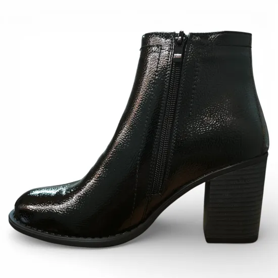 Botín Mujer Negro Charol Taco Medio 388-2302 Bonny Franco - Imagen 5