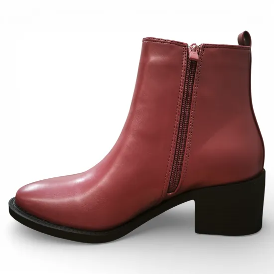 Botín Mujer Burdeo Taco Medio 373-0072 Bonny Franco - Imagen 2