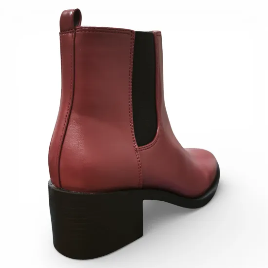 Botín Mujer Burdeo Taco Medio 373-0072 Bonny Franco - Imagen 4