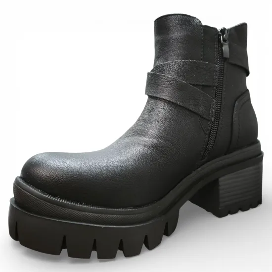 Botín Mujer Rebel Buckle Chunky Negro Bonny Franco - Imagen 4