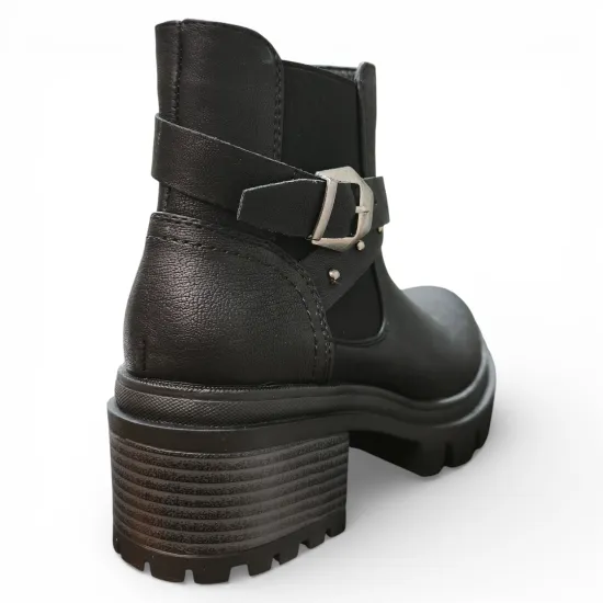 Botín Mujer Rebel Buckle Chunky Negro Bonny Franco - Imagen 7