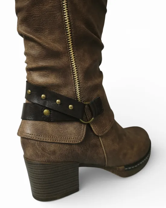 Bota Mujer Bruna Taupe Hebilla Bonny Franco - Imagen 2