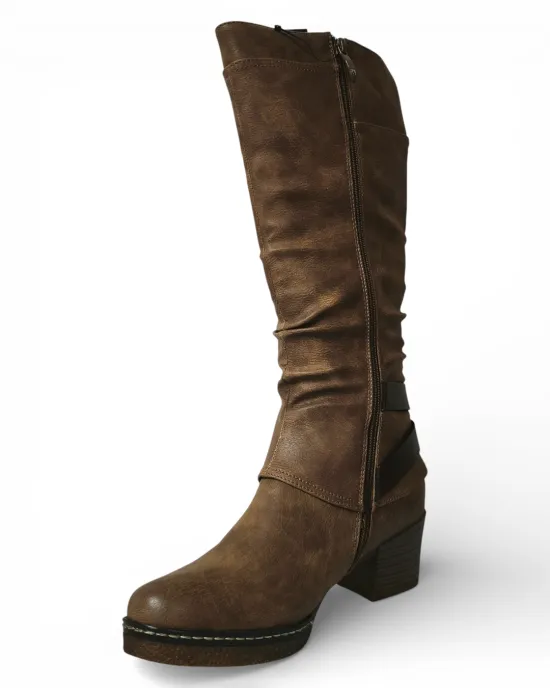 Bota Mujer Bruna Taupe Hebilla Bonny Franco - Imagen 3