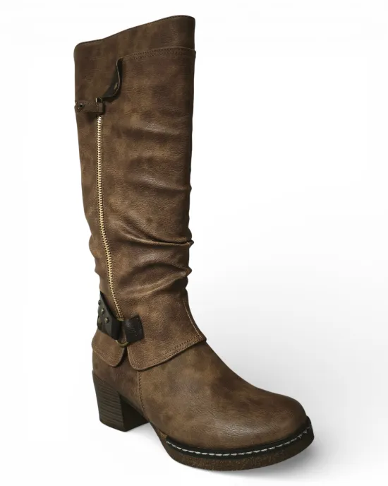 Bota Mujer Bruna Taupe Hebilla Bonny Franco - Imagen 4