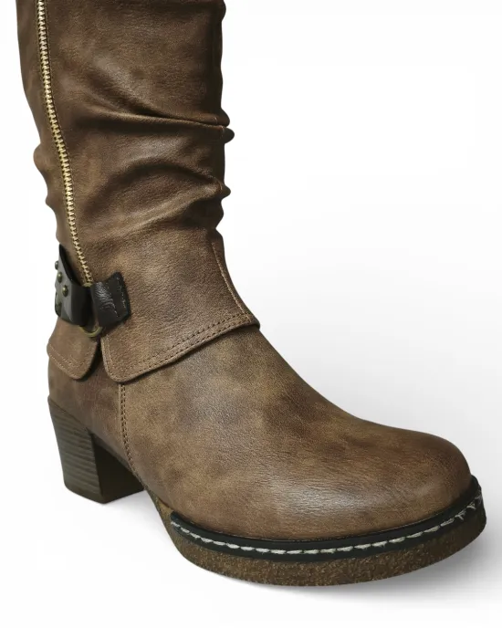 Bota Mujer Bruna Taupe Hebilla Bonny Franco - Imagen 5