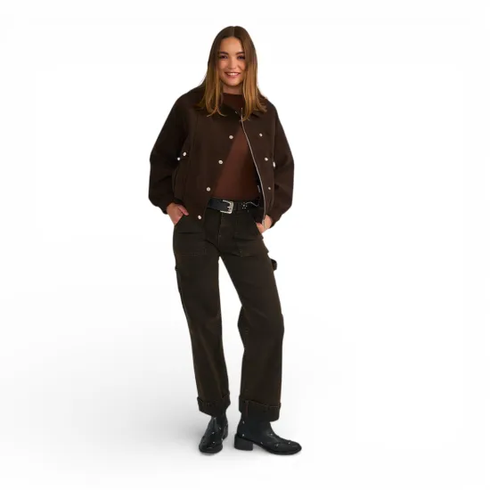 Jeans Mujer Carpenter Dark Gray Basta Turn Up Il Gioco - Imagen 5