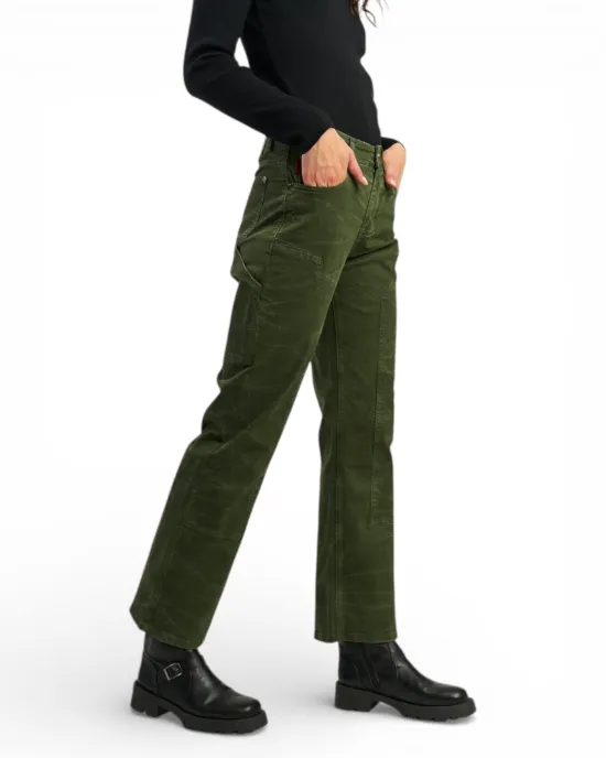 Jeans Mujer Carpintero Recto Verde Militar Ellus - Imagen 2