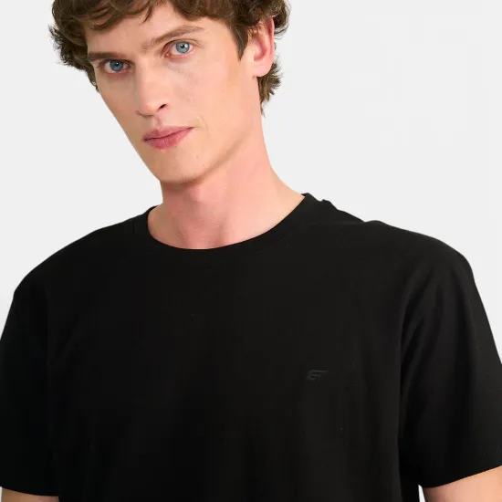 Polera Hombre Básica Logo Bordado Negro Ellus - Imagen 4