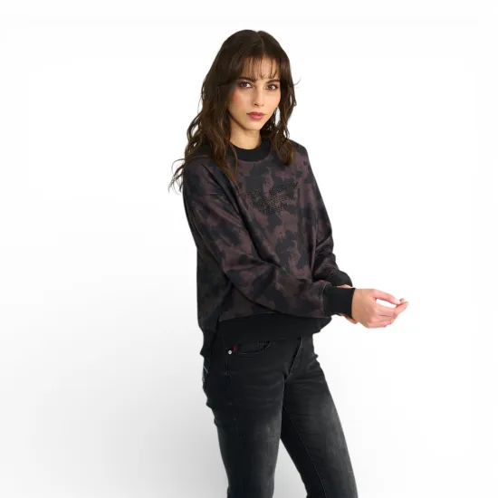 Polerón Mujer Timeless Animal Print Café Ellus - Imagen 2