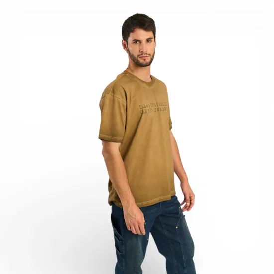 Polera Hombre Heavy Cotton Dirty Wash Café Ellus - Imagen 2