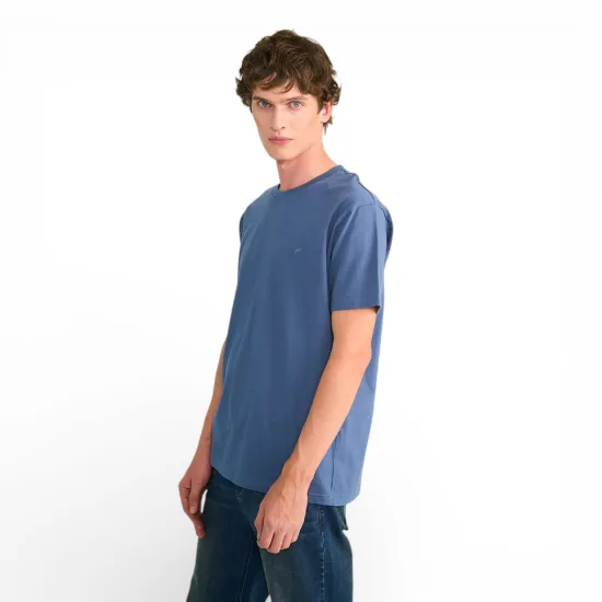 Polera Hombre Básica Logo Bordado Azul Ellus - Imagen 3