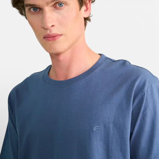 Polera Hombre Básica Logo Bordado Azul Ellus - Imagen 4