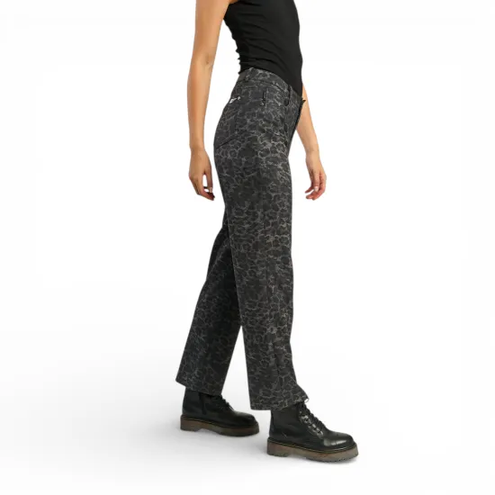 Pantalón Mujer Relaxed Suede Leopardo Negro Ellus - Imagen 3