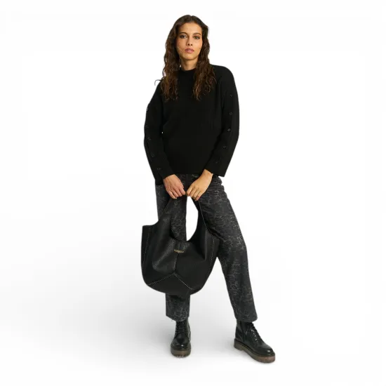 Pantalón Mujer Relaxed Suede Leopardo Negro Ellus - Imagen 5