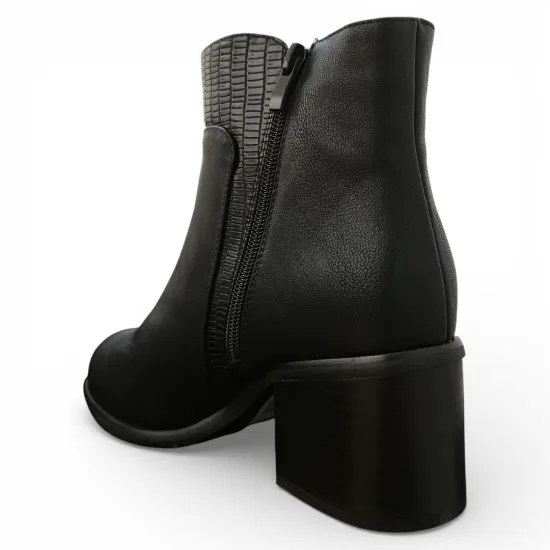 Botín Mujer Negro Taco Medio Textura Bonny Franco - Imagen 3