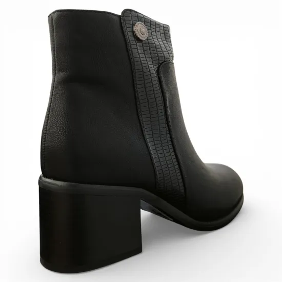 Botín Mujer Negro Taco Medio Textura Bonny Franco - Imagen 5