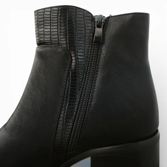 Botín Mujer Negro Taco Medio Textura Bonny Franco - Imagen 7