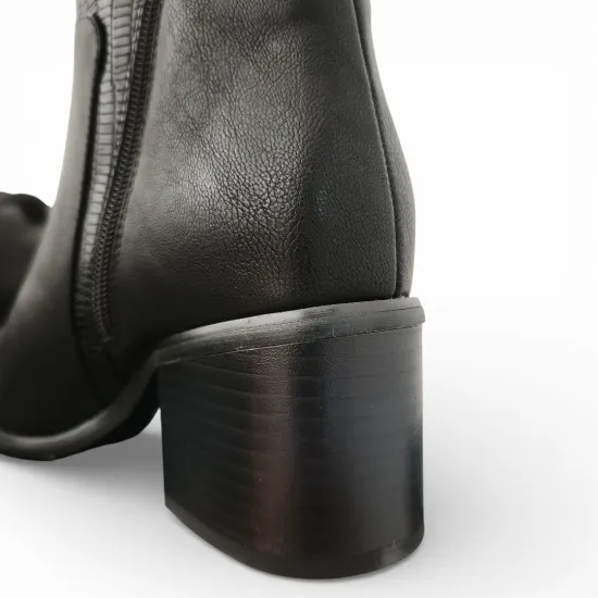 Botín Mujer Negro Taco Medio Textura Bonny Franco - Imagen 8