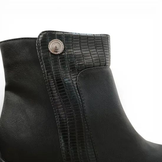 Botín Mujer Negro Taco Medio Textura Bonny Franco - Imagen 9