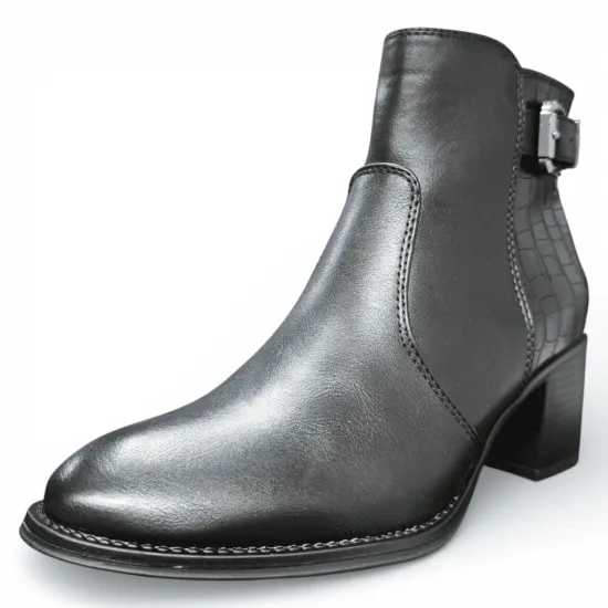 Botín Mujer Negro Taco Medio Croco Hebilla Bonny Franco - Imagen 2