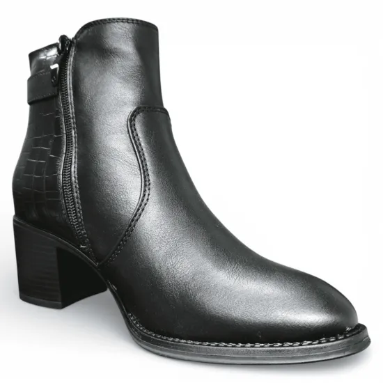 Botín Mujer Negro Taco Medio Croco Hebilla Bonny Franco - Imagen 6